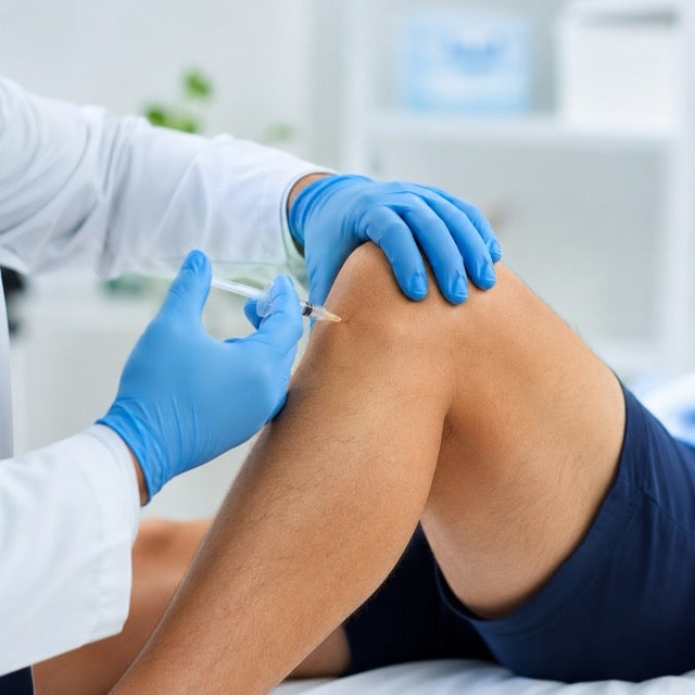 A person's leg being massaged