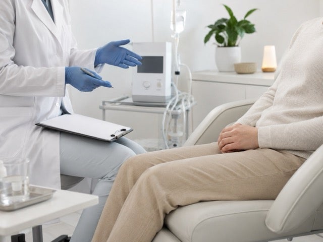 A person's leg being massaged