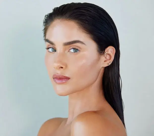A beautiful woman with long dark hair